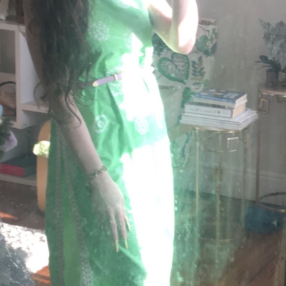 Vintage Hawaiian dress and shorts set green floral- tiki retro summer look - Picture 2 of 4